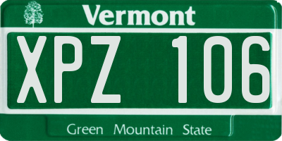 VT license plate XPZ106