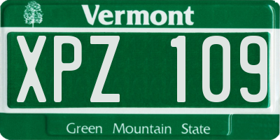 VT license plate XPZ109