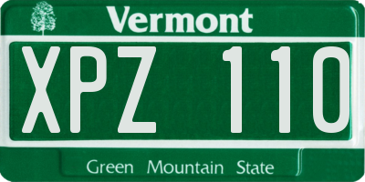 VT license plate XPZ110