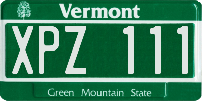 VT license plate XPZ111