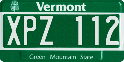 VT license plate XPZ112