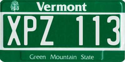 VT license plate XPZ113
