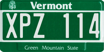 VT license plate XPZ114