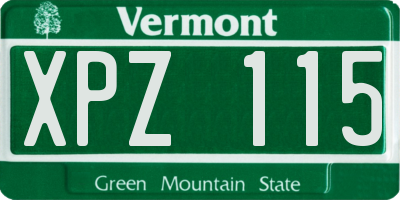 VT license plate XPZ115