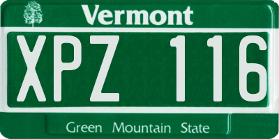 VT license plate XPZ116