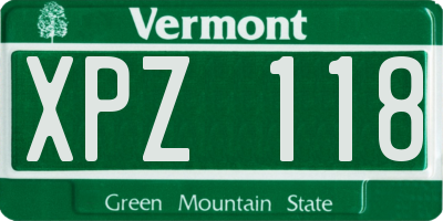 VT license plate XPZ118