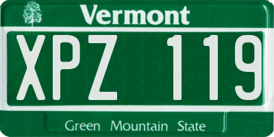 VT license plate XPZ119