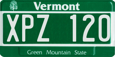 VT license plate XPZ120