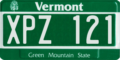 VT license plate XPZ121