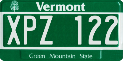 VT license plate XPZ122