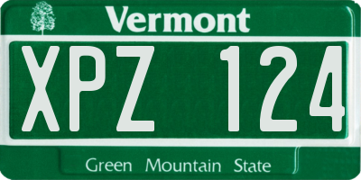 VT license plate XPZ124