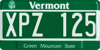 VT license plate XPZ125