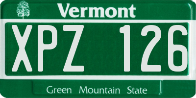VT license plate XPZ126