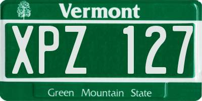 VT license plate XPZ127