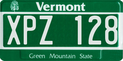 VT license plate XPZ128