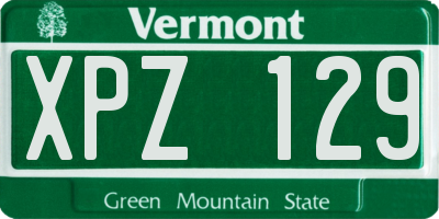 VT license plate XPZ129