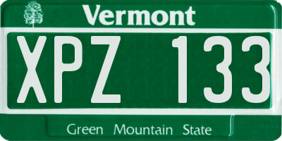 VT license plate XPZ133