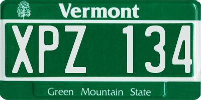 VT license plate XPZ134
