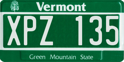 VT license plate XPZ135
