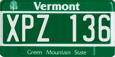 VT license plate XPZ136