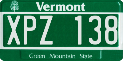 VT license plate XPZ138