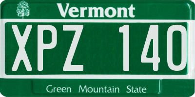 VT license plate XPZ140
