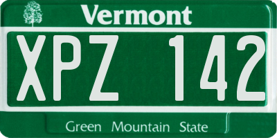 VT license plate XPZ142