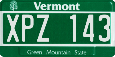 VT license plate XPZ143