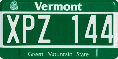 VT license plate XPZ144