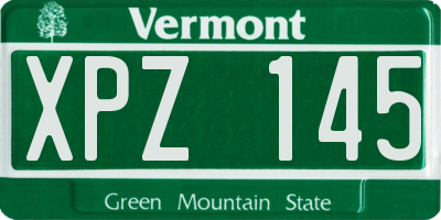 VT license plate XPZ145
