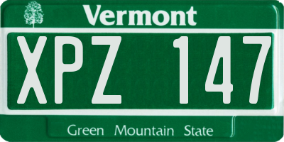 VT license plate XPZ147