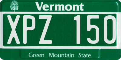 VT license plate XPZ150