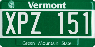 VT license plate XPZ151