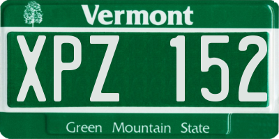 VT license plate XPZ152