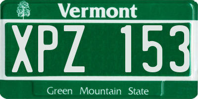 VT license plate XPZ153
