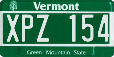 VT license plate XPZ154