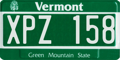 VT license plate XPZ158