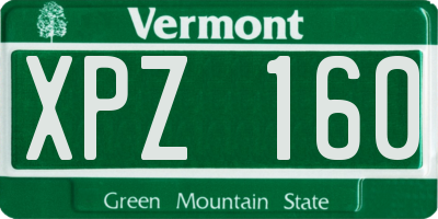VT license plate XPZ160