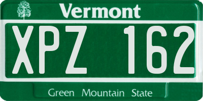 VT license plate XPZ162