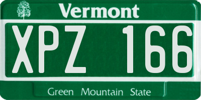 VT license plate XPZ166