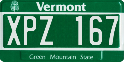 VT license plate XPZ167