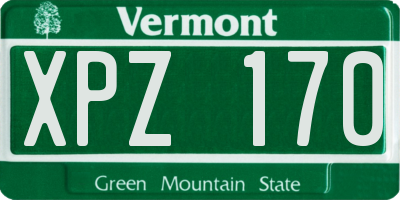VT license plate XPZ170