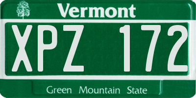 VT license plate XPZ172