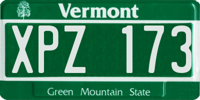 VT license plate XPZ173