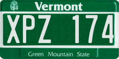 VT license plate XPZ174