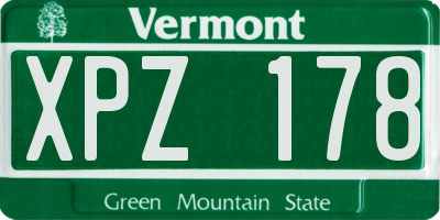 VT license plate XPZ178