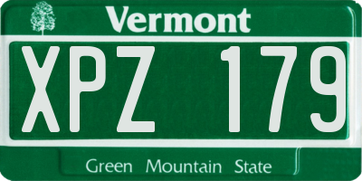 VT license plate XPZ179