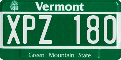 VT license plate XPZ180