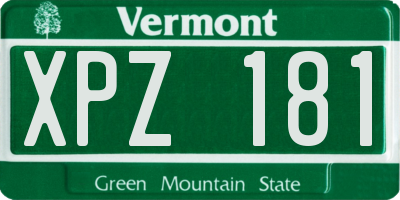 VT license plate XPZ181