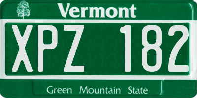 VT license plate XPZ182